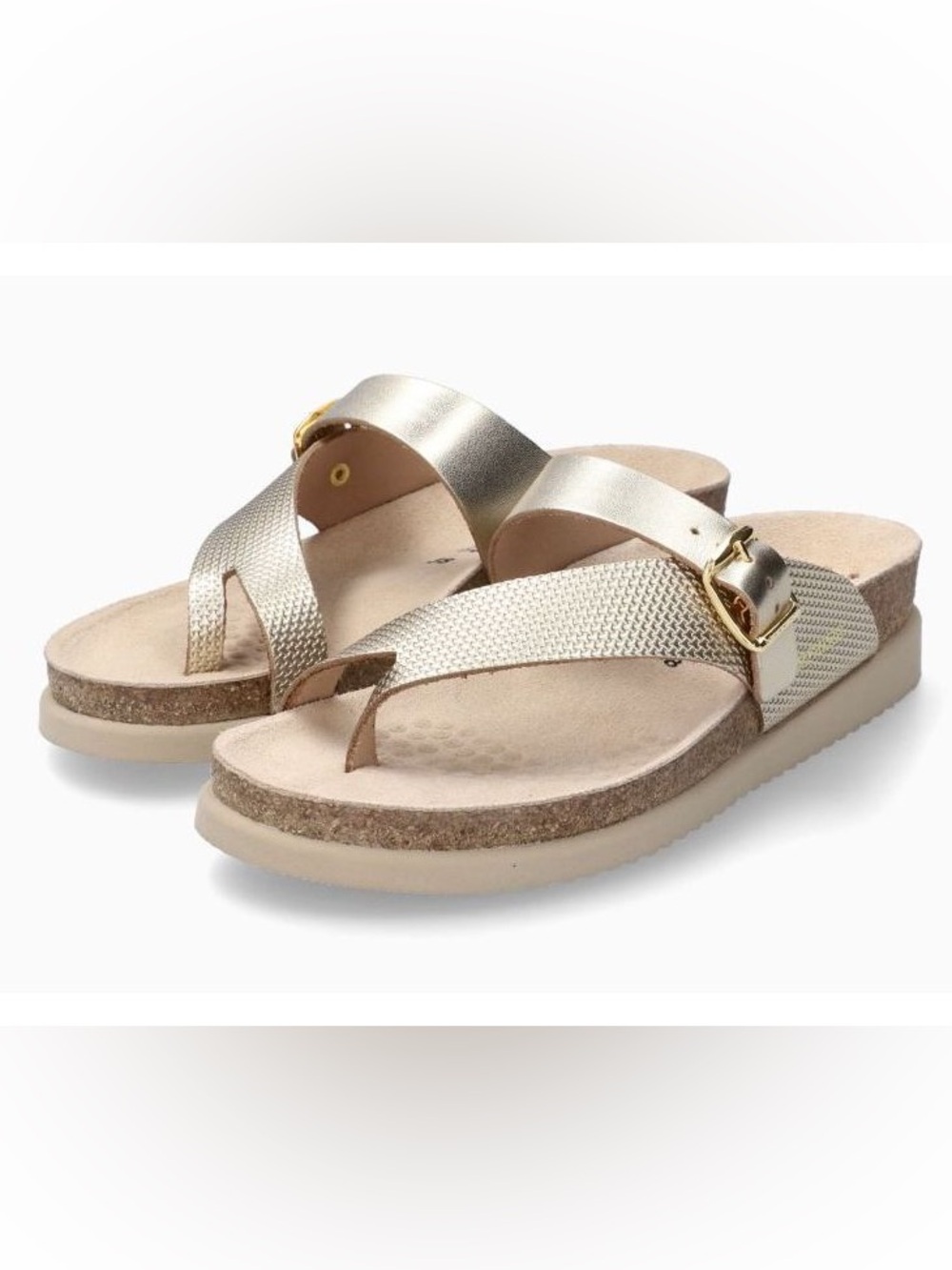 Mephisto Women ”Helen Mix Gold Flash” Leather Thong Sandal in Gold